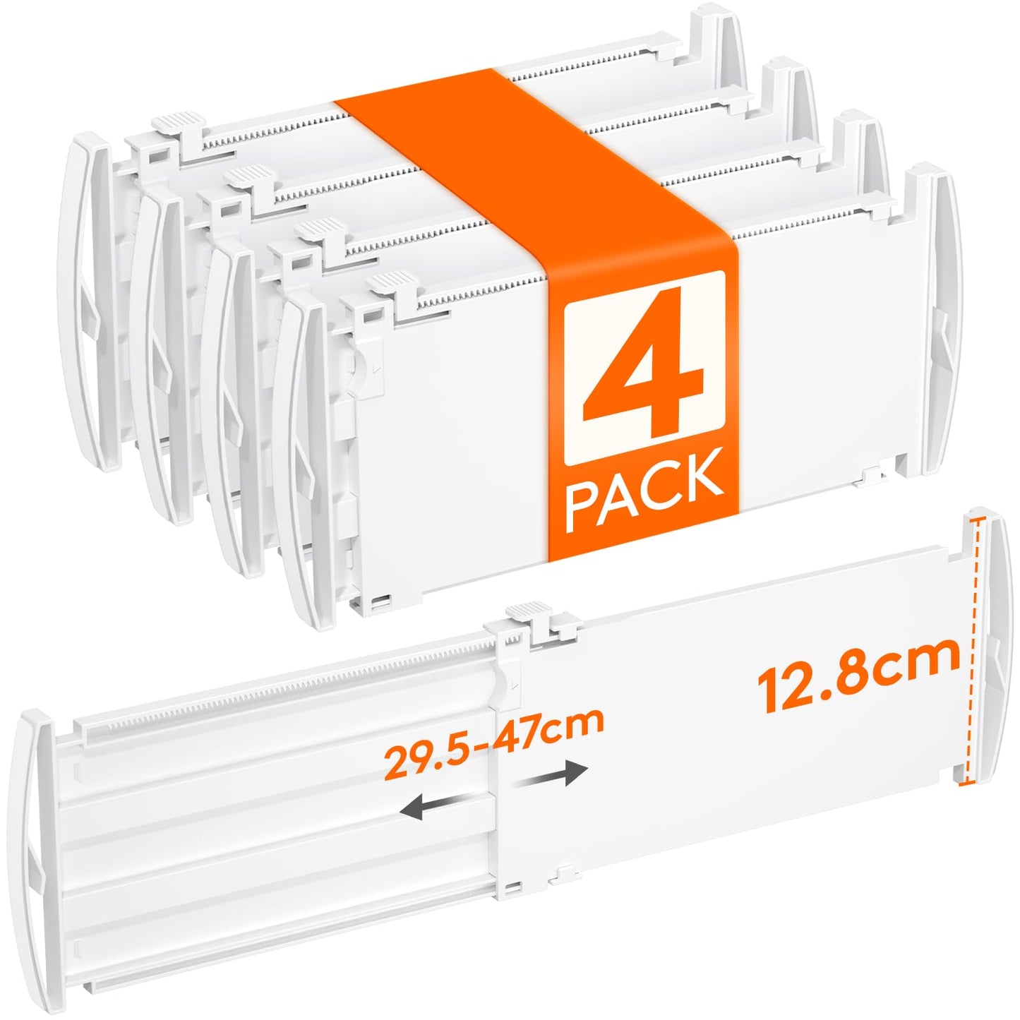 Lifewit 4 Pack 5" High Drawer Dividers 30-47cm/11.5-18.5" Adjustable Drawer Dividers for Clothes, Expandable Kitchen Drawer Dividers Organisers