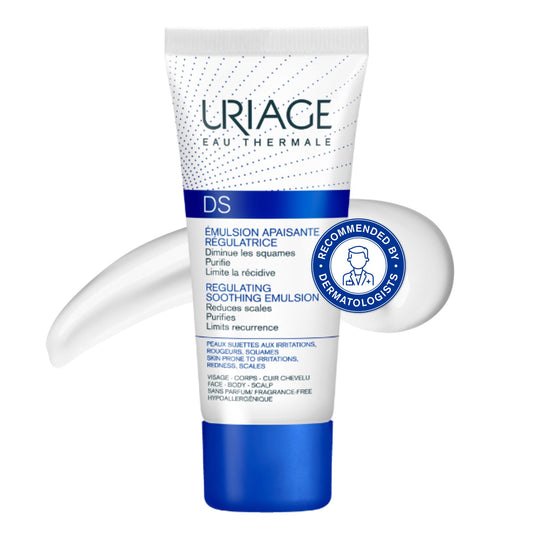 Uriage DS Regulating Soothing Face, Body & Hair Emulsion 40ml - Reduces Scales, Irritations, Purifies & Limits Recurrence - Light Moisturizing