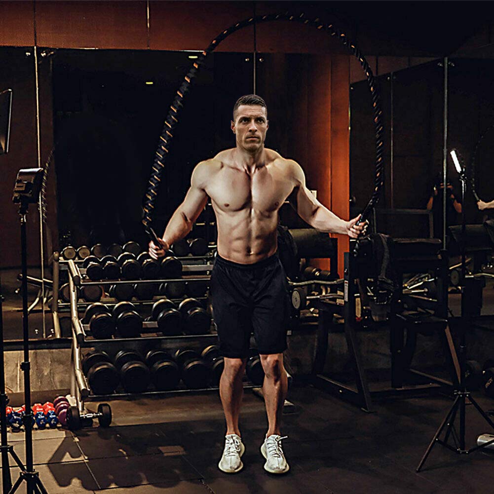 Heavy Jump Ropes for Fitness 5LB, Weighted Adult Skipping Rope Exercise Battle Ropes for Men & Women, Total Body Workouts, Power Training in Gym to