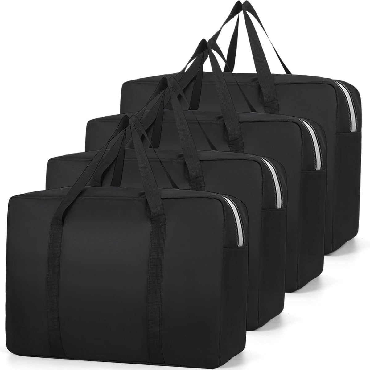 4 PCS 125L Large Storage Bags, Duvet Storage Bag Heavy Duty Moving Bags Waterproof Under Bed Storage Bag with Zip for Moving House Clothes Bedding