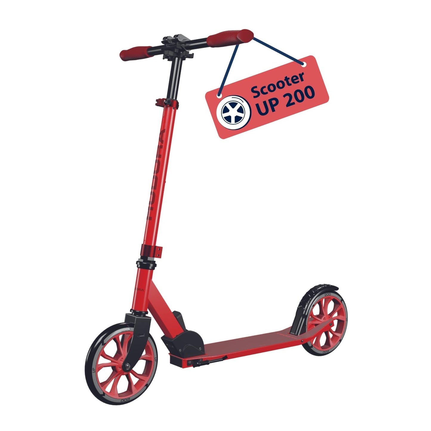 HUDORA Scooter Up 200 - Quiet aluminium scooter for up to 100kg - Adjustable in height & foldable kick scooter - Jolt-free kick scooter for children /