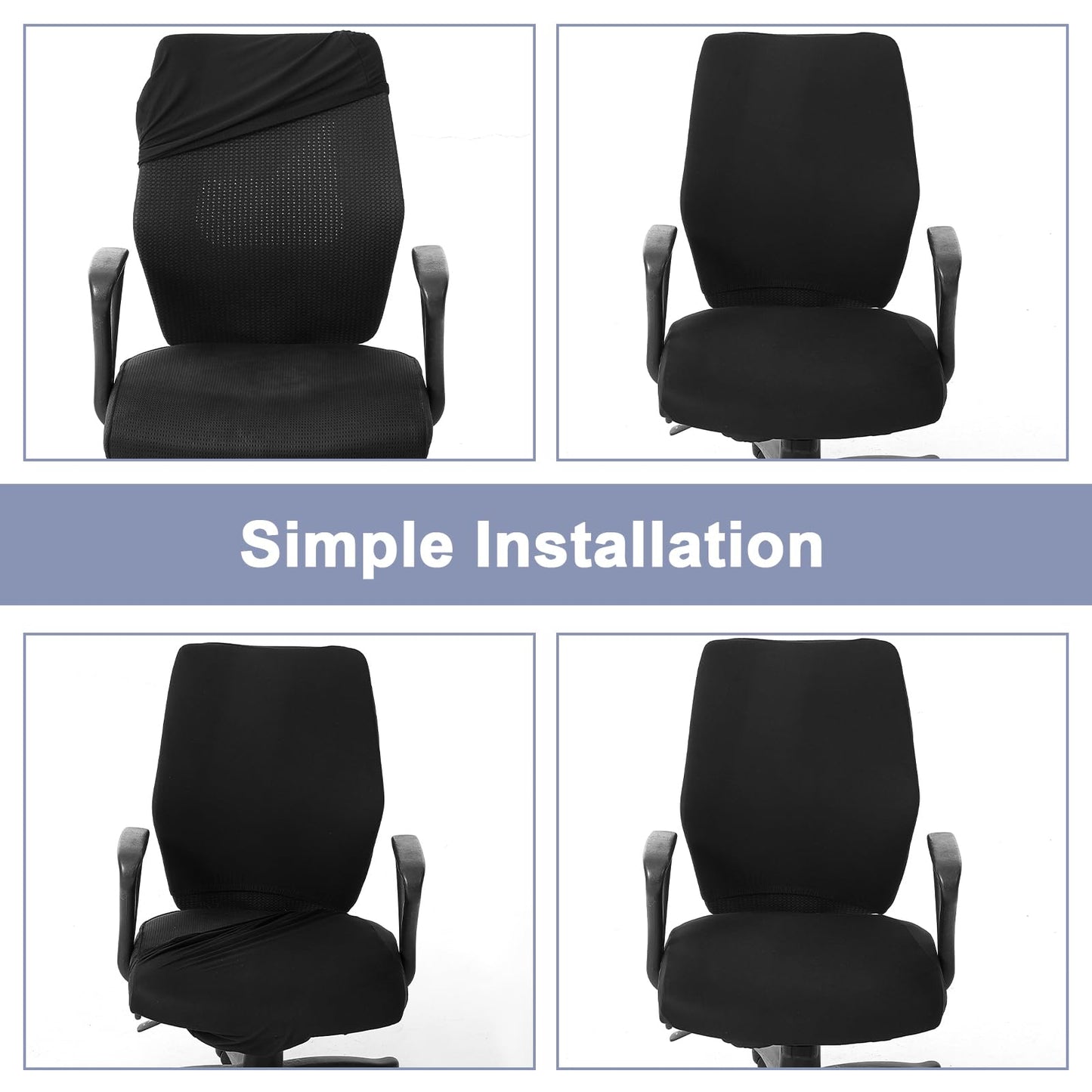 Yolev 4 Pcs Office Chair Covers Set,Computer Universal Protective Stretchable Chair Seat Covers with Armrest Cover,Slipcovers Pads,Cushion Backrest