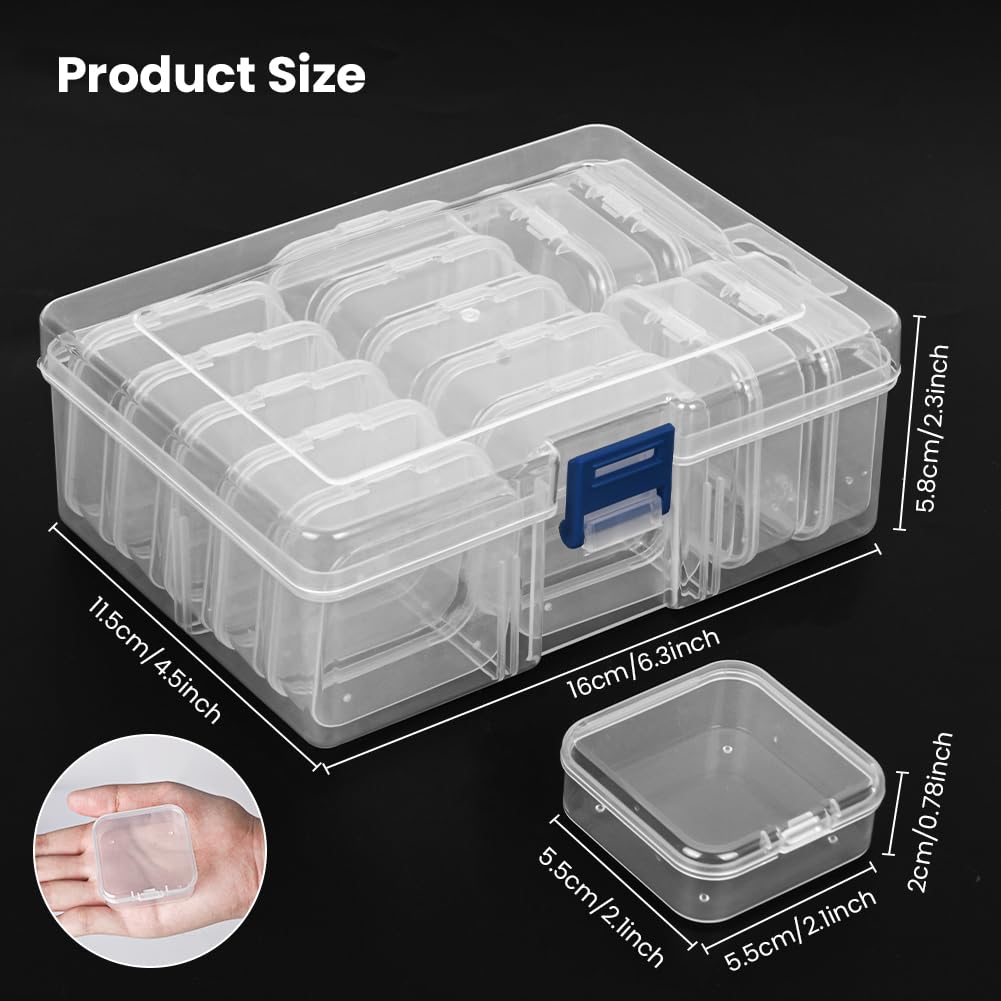 AUAUY Bead Organizer Box, 30Pcs Clear Plastic Storage Containers for Beads