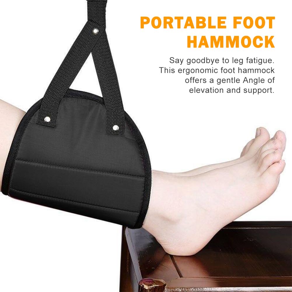 Adjustable Airplane Foot Hammock, Lightweight Washable Oxford Cloth Foot Rest with Waterproof Storage Bag