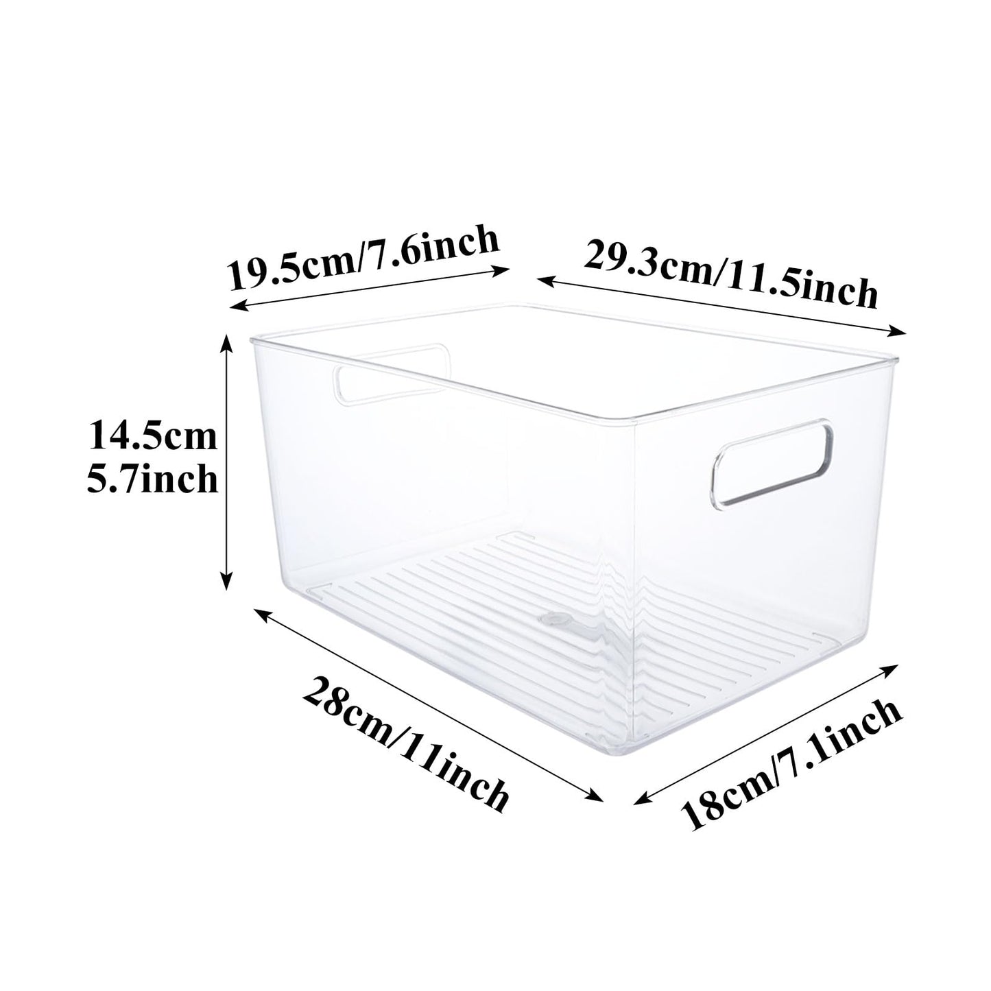 MEIDIV 4 Pack Fridge Storage Organisers, 29x20x15.5cm Plastic Storage Box, Food Storage Basket