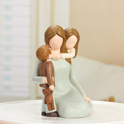 Carracci Mother and Kids Figurines, Sculpted Hand-Painted Mom and Two Children Statues, Mother Son Daughter Figures Gifts for Mothers Day Anniversary