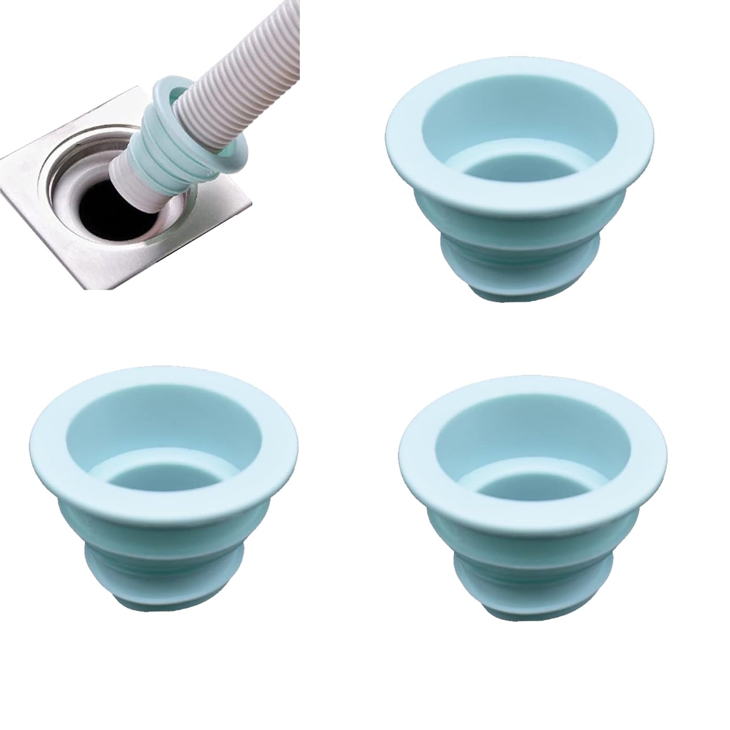 3 Pack Drain Pipe Seal Hose Silicone Plug Toilet Seal Ring,Silicone Sealing Plug Kitchen Pipe Sewer Seal Ring Washing Machine Drain Multipurpose Pipe