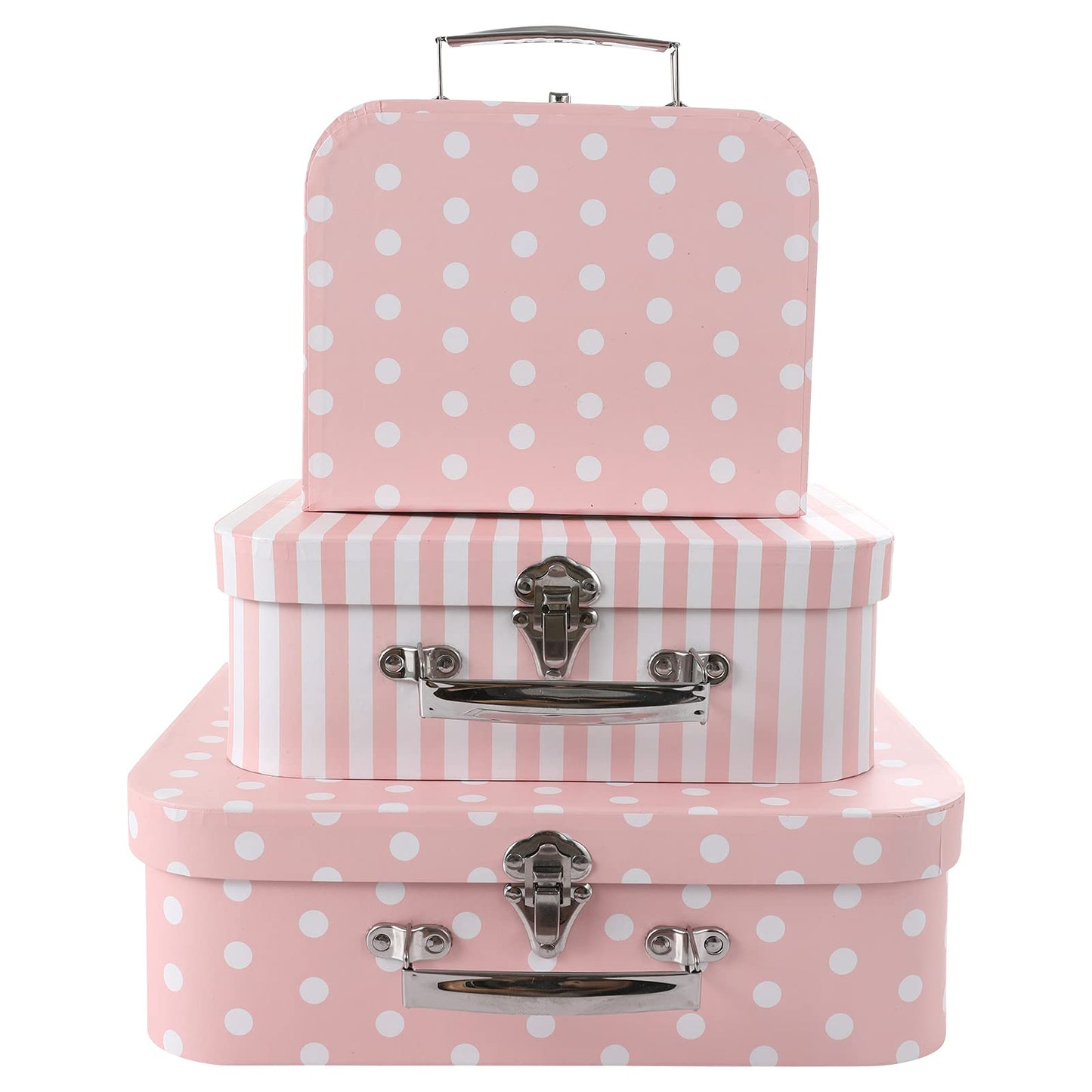 Anndason Set of 3 Paperboard Suitcases Storage Box Storage for Photo Storage Home Decoration, Wedding, Birthday