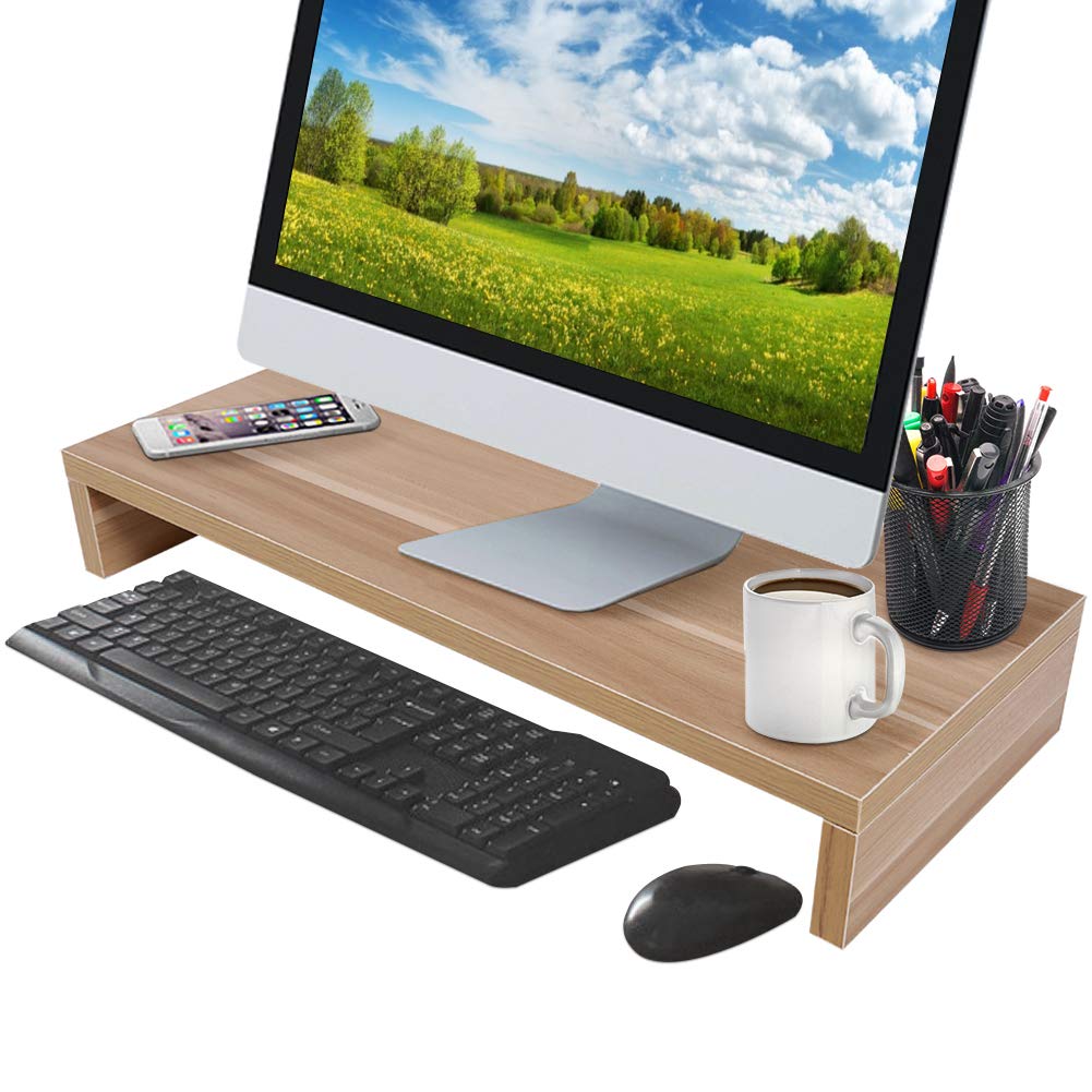 Greensen Desktop Monitor Stand, Heavy Duty Wooden Monitor Riser Computer/ Laptop/ TV Screen Riser 15 mm MDF for Office and Home, 50 × 20 × 7.7 cm