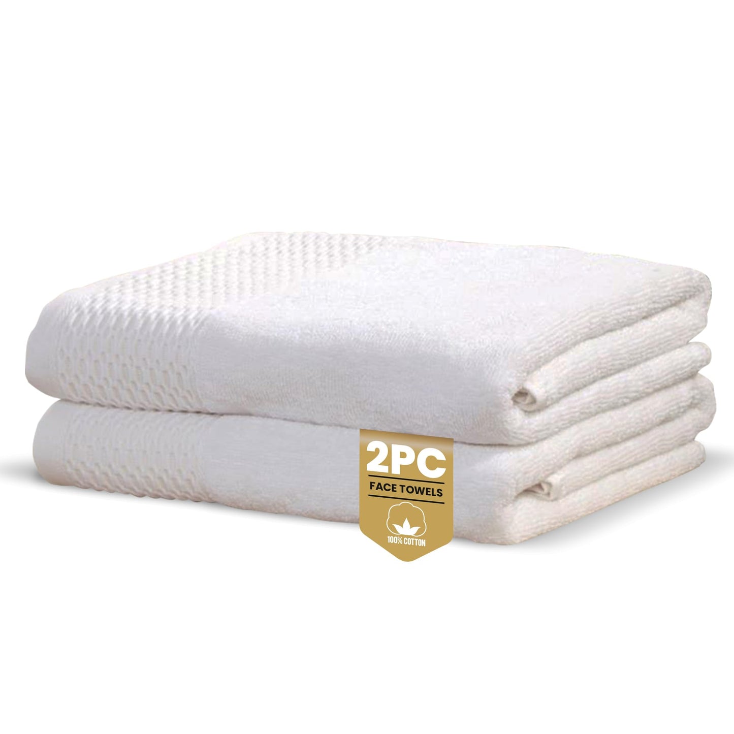 Rapport Home Eden Weave Face Towels 2-Pack Luxurious 100% Cotton 500gsm Soft Absorbent Face Cloths, Oeko-Tex Certified Bathroom Hand Towels | White