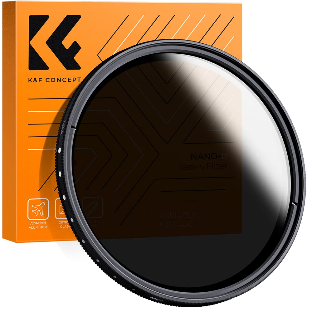 K&F CONCEPT 67mm ND2-400 Slim Variable ND Neutral Density Filter Adjustable Fader ND2 ND4 ND8 ND16 to ND400 Lens Filter + Microfiber Cleaning Cloth