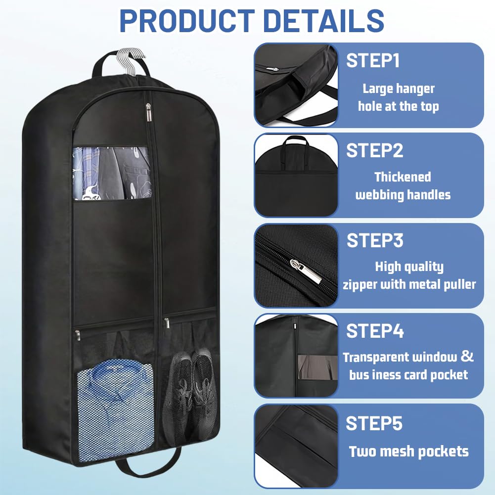 AMFUN Suit Bag with Zipper, Travel Garment Bags for Closet Storage and Travel, Waterproof Hanging Suit Cover