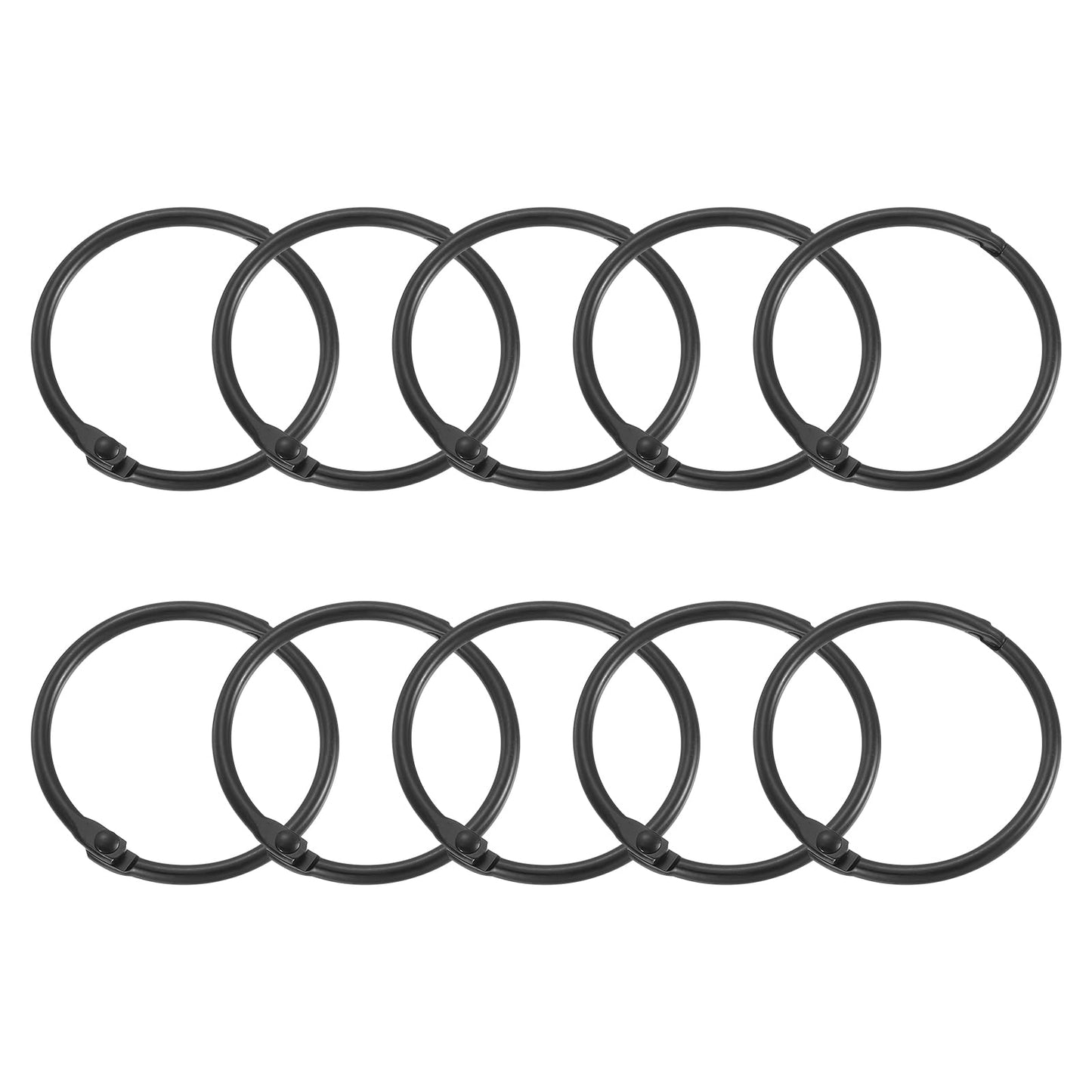 sourcing map Shower Curtain Rings,15pcs - Carbon Steel Round Snap Shower Curtain Hooks, 1.5 Inch Loose Leaf Binder Rings for Shower Curtain Rods