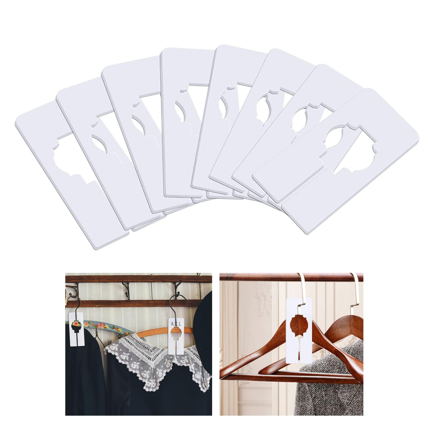 8 PCS Closet Rack Dividers, Clothes Hanger Divider, White Rectangular Clothing Rack Size Dividers