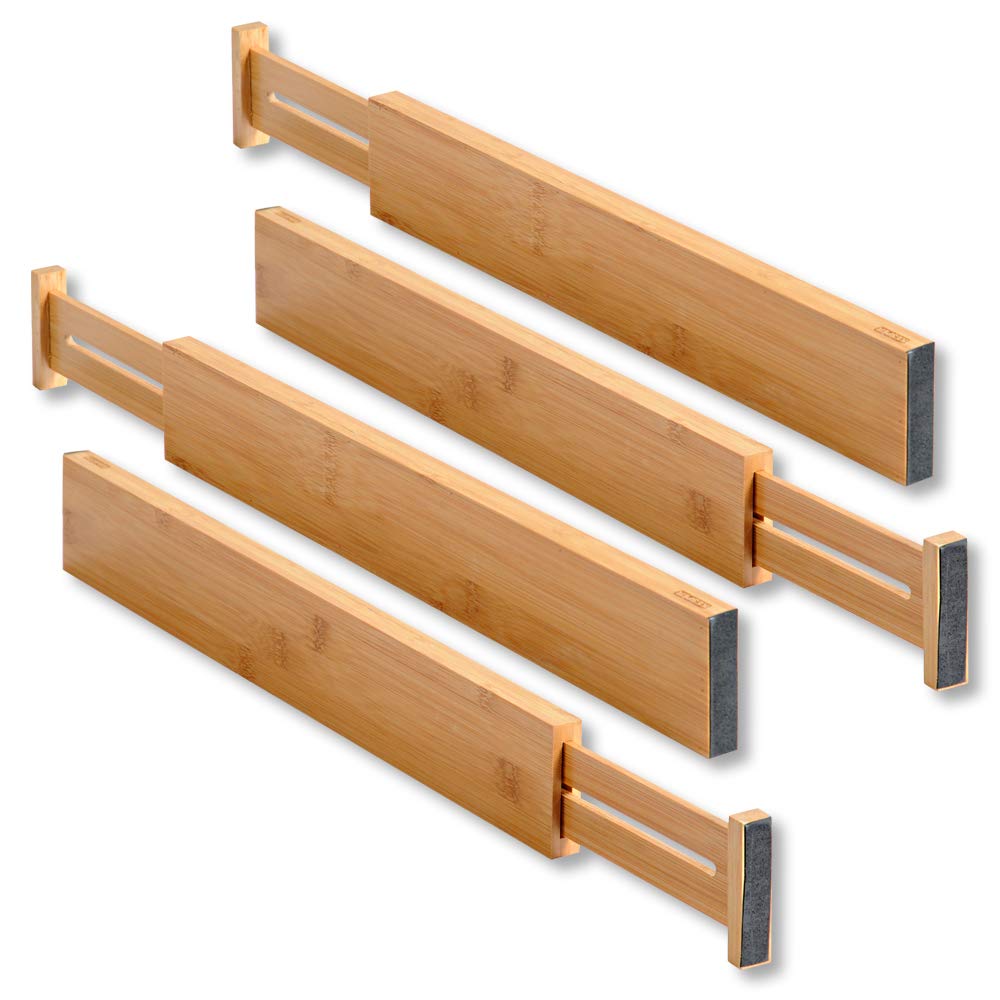 KESPER 1707413 Schubladentrenner, 4er Pack, Länge einstellbar von 44 bis 56.3 cm, Braun