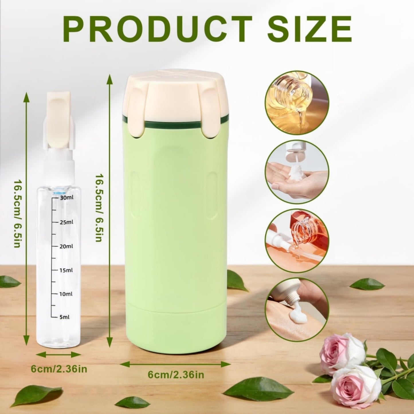 4 In 1 Travel Bottle Dispenser,Travel Pump Bottles For Toiletries,Portable T-ravel Essentials,Leak Proof Design Squeeze Bottles,Multifunctional
