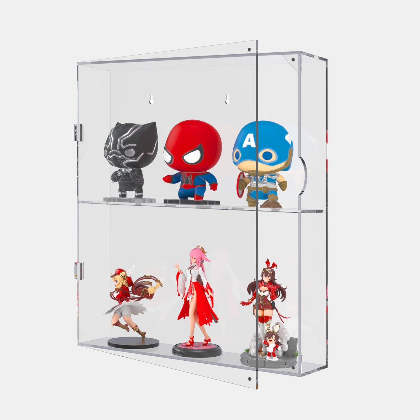 UoYeet Acrylic Display Cabinet for Both Wall Mount and Desktop Showcasing, 2 Layer Clear Display Case for Mini Toys, Pop Figurines