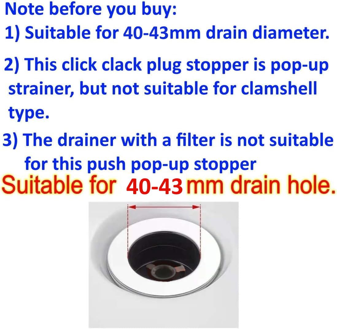 JZK Chrome plated metal 69mm bathtub pop up plug, bath tub plug replacement, click clack stopper for bathtub drain cover, bathtub waste sprung plug