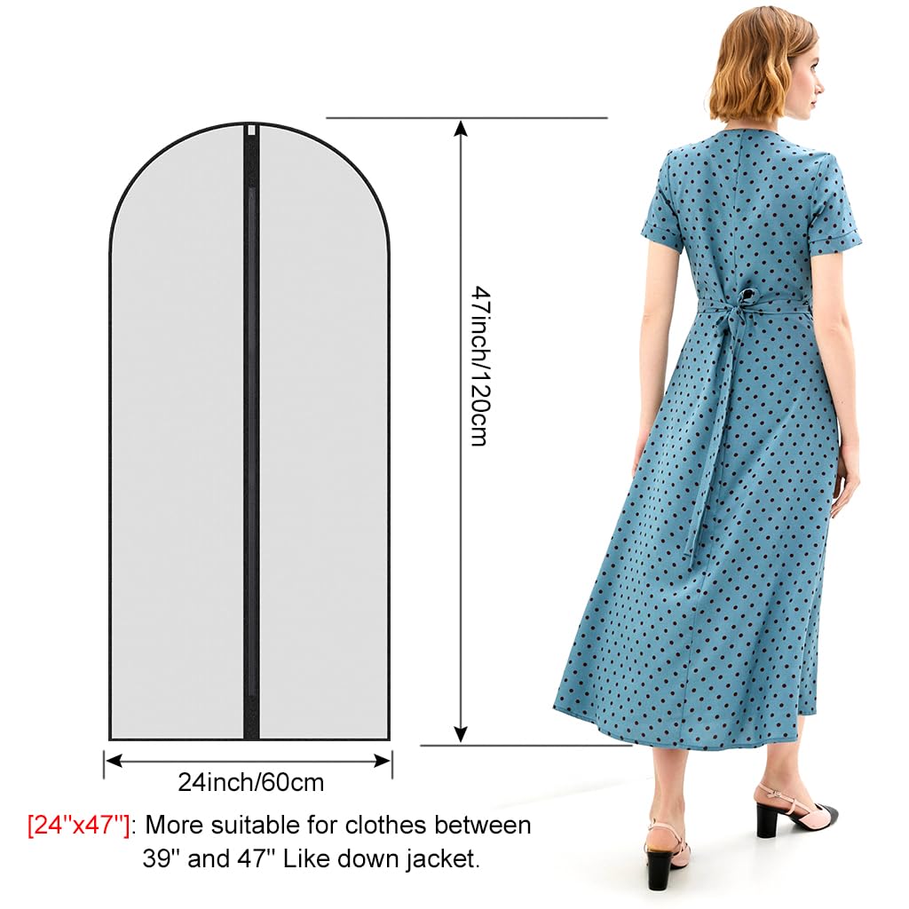 Garment Bags,5PCS Dustproof Garment Covers PEVA Translucent Clothes Covers with Zip Moth Proof Suit Protector Bags Waterproof Dress Covers for Shirts