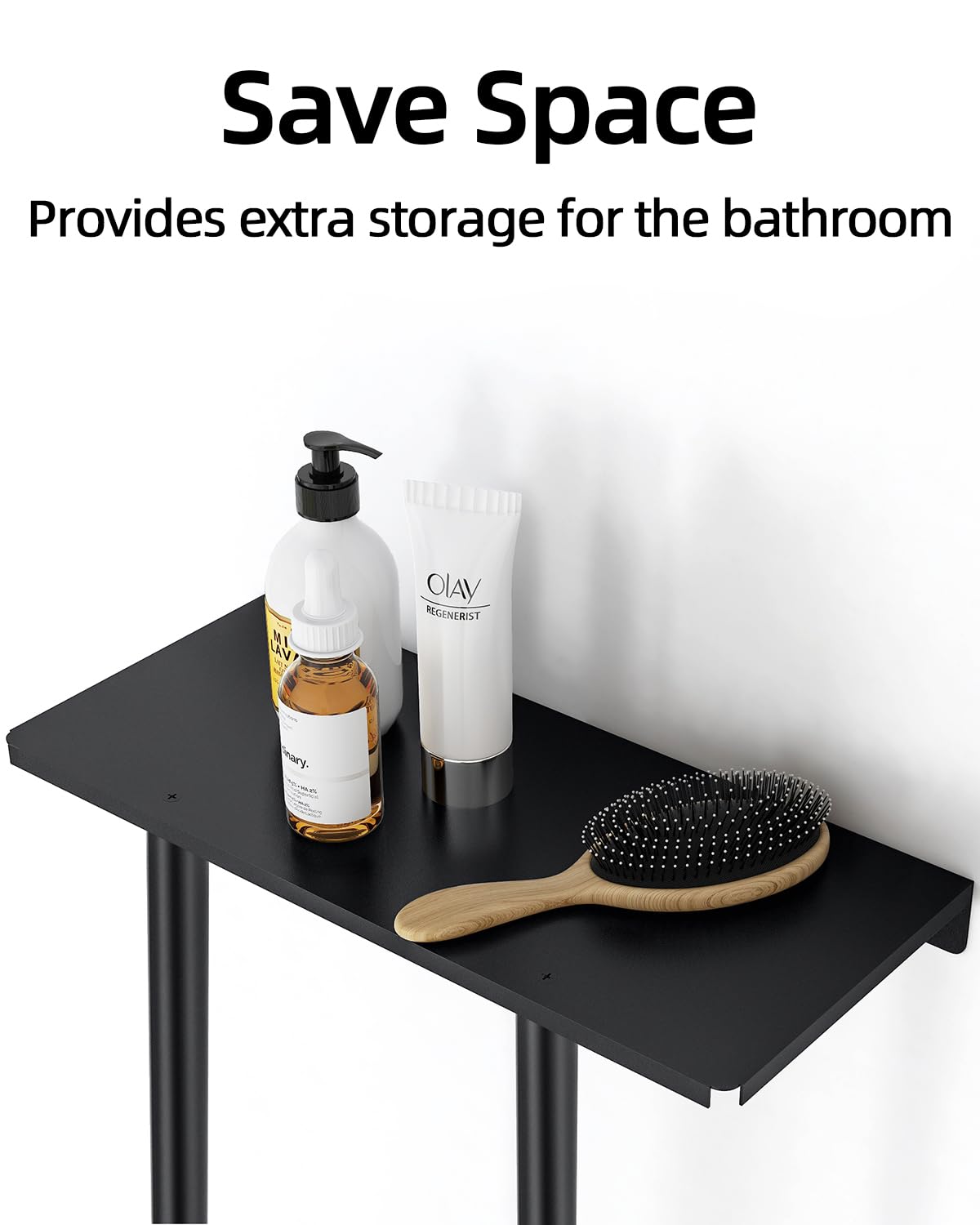 STWWO Towel Rack Wall Mounted Bath Towel Holder 76cm High, Black