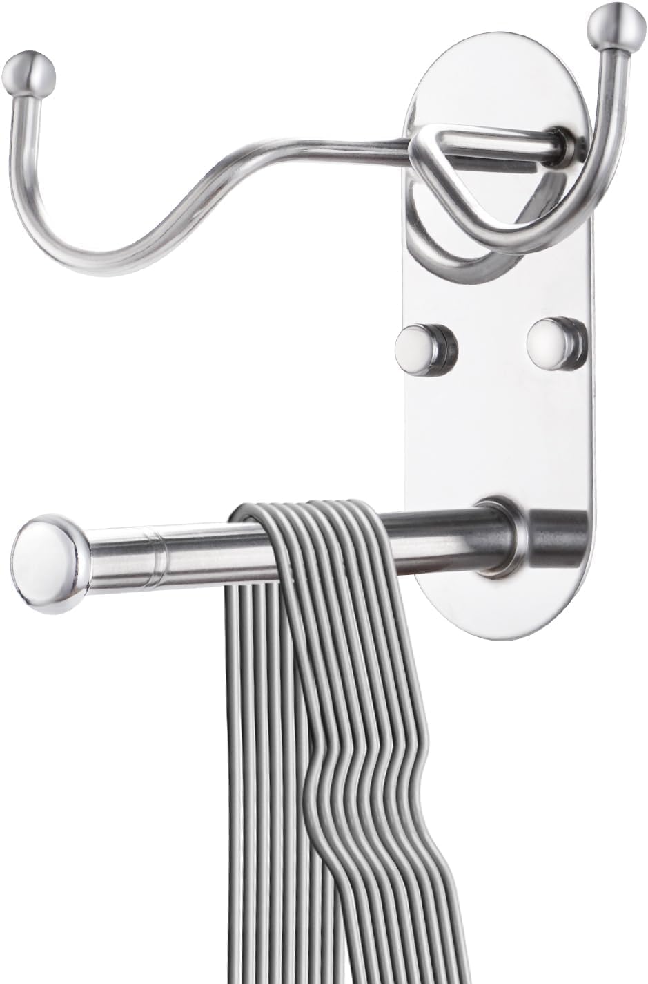 Retractable Clothes Hanger Storage organiser with Two Multi-Purpose coat Hooks,Stainless Steel Clothes Rack Storage Organiser
