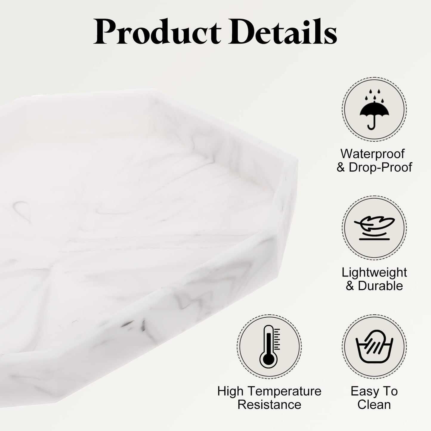 sourcing map Bathroom Vanity Tray, 7.9" x 6" Octagon Silicone Soap Dispenser Trays, Shatterproof Kitchen Sink Organizer for Soaps Keys Candle Trinket