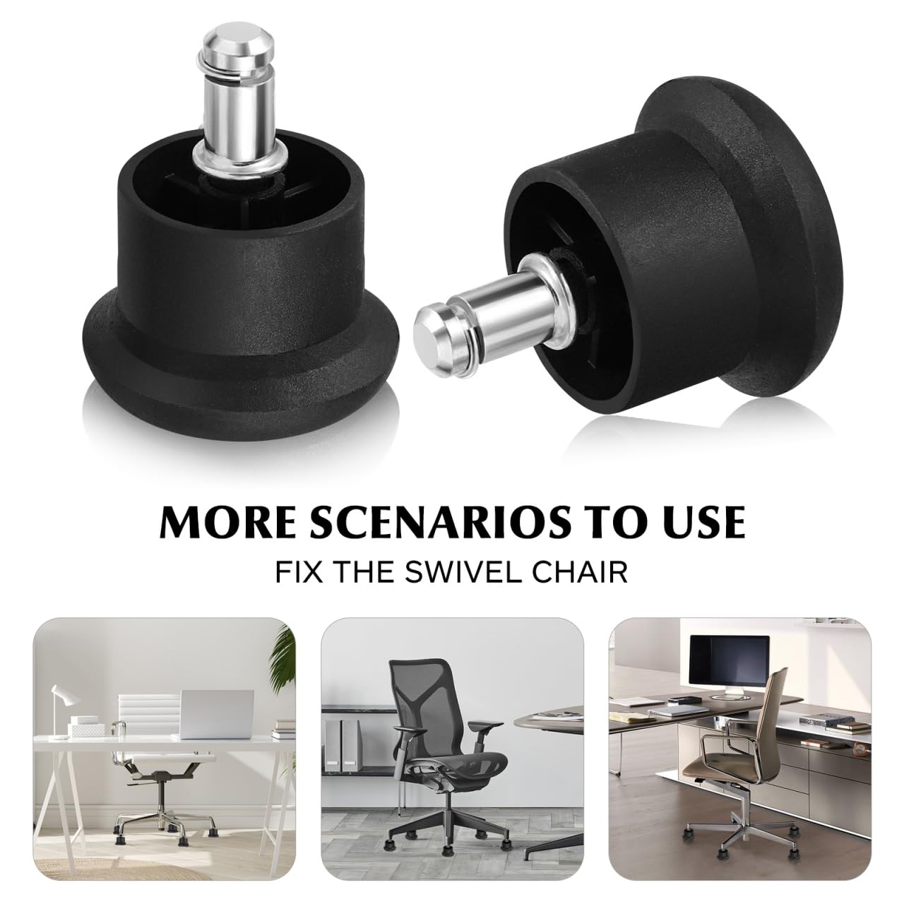 Sewroro 5 Pack Office Chair Glide Castors Replacement Furniture Floor Gliders Swivel Chair No Wheels for Hard Tile & Laminate Floors Universal Fit