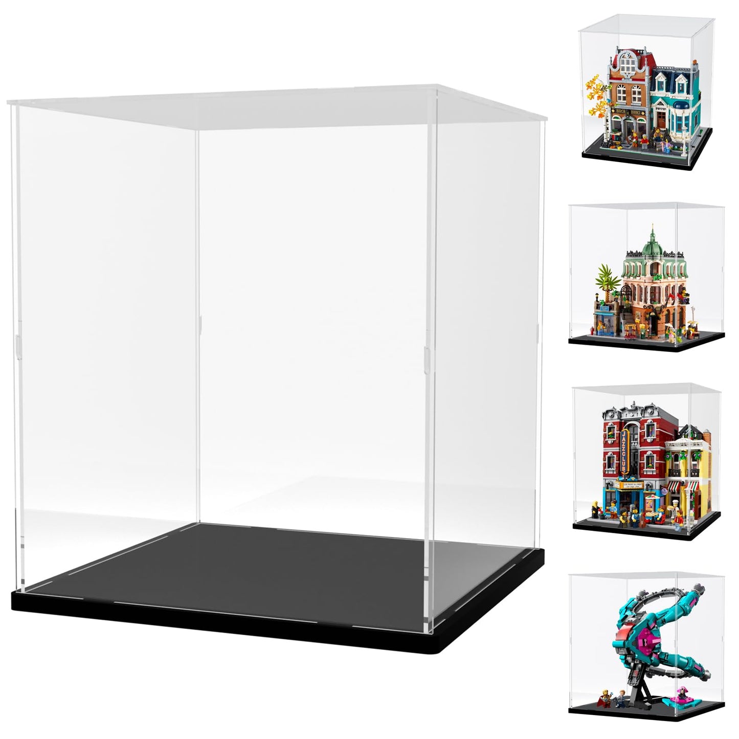 Nynelly Acrylic Display Case for Lego Modular Buildings for Models Figures - Assemble Dustproof Thickened Clear Display Box Cabinet