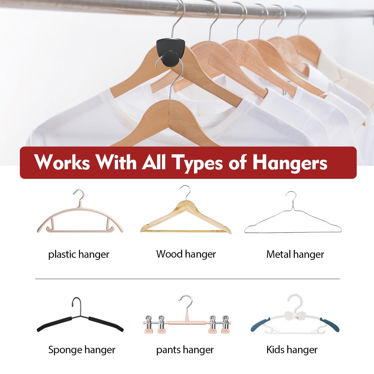 Space Saving Hangers 20Pcs, Upgrade 40Lb(Max) Heavy Duty Hanger Hooks Space Saver for Clothes, Hanger Connector Hooks