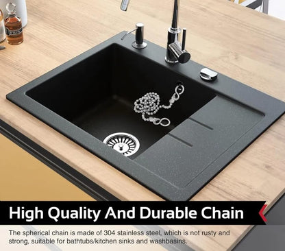 Bathroom Sink Wash Basin ONLY, Replacement Plug Drain Hole Stopper 38mm & 12" Chain 38mm DOES NOT FIT BATH TUB