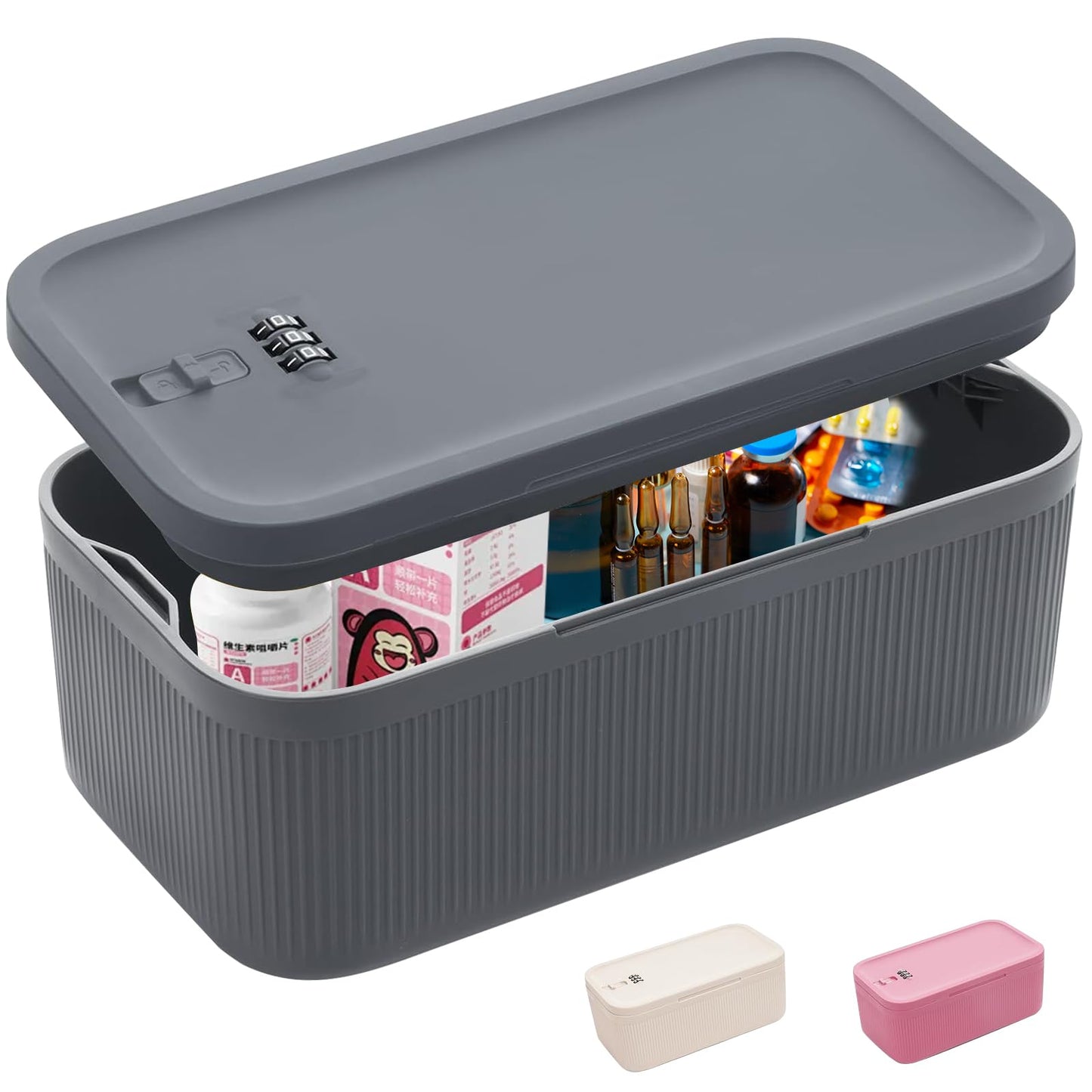 NICEWAT Lockable Storage Box, Organizer Box with Combination Lock, Cell Phone Lockbox, Small Combination Lock Box for Home, Fridge, Office, or Travel