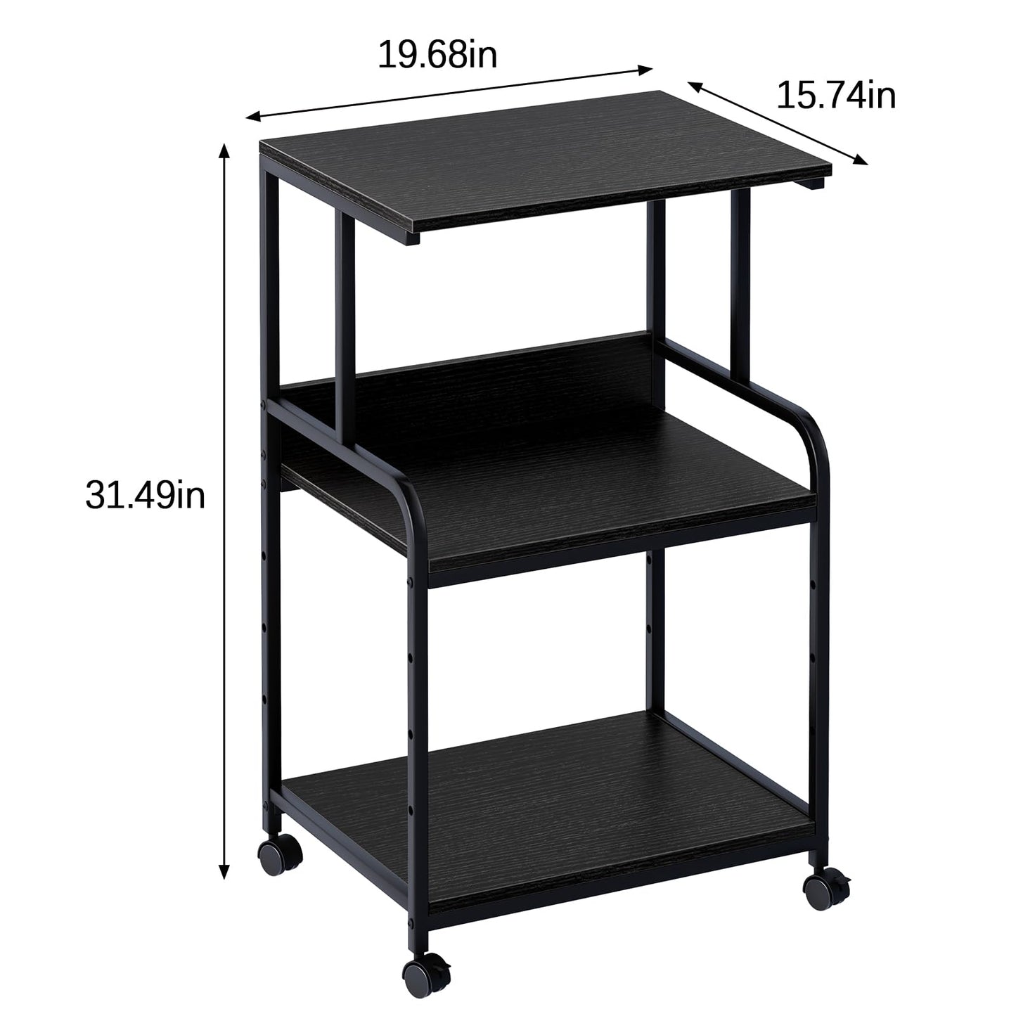 3-Tier Printer Stand Table with Storage,3d Printer Shelf,Multi-Purpose Printer Organizer With Shelf and Wheels