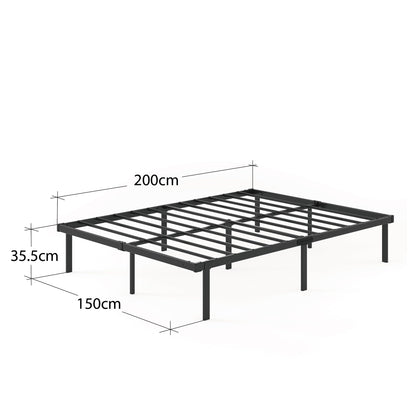 Zinus Caleb King size Bed frame - Bed 150x200 cm - 36cm Height - Metal bed frame with Underbed storage and steel slat support - Black