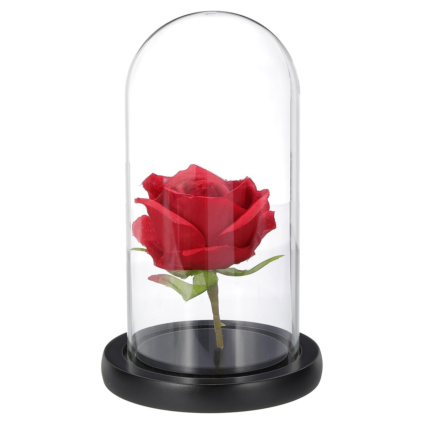 sourcing map Glass Cloche Display Dome, 7" x 3.5" Glass Dome Display Case Wood Base Tabletop Jar Case Decorative Bell Jar for Plant Home Decor Office