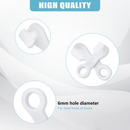 50 Pieces Plastic glider Curtain Hooks for curtains white,2.7x0.9mm