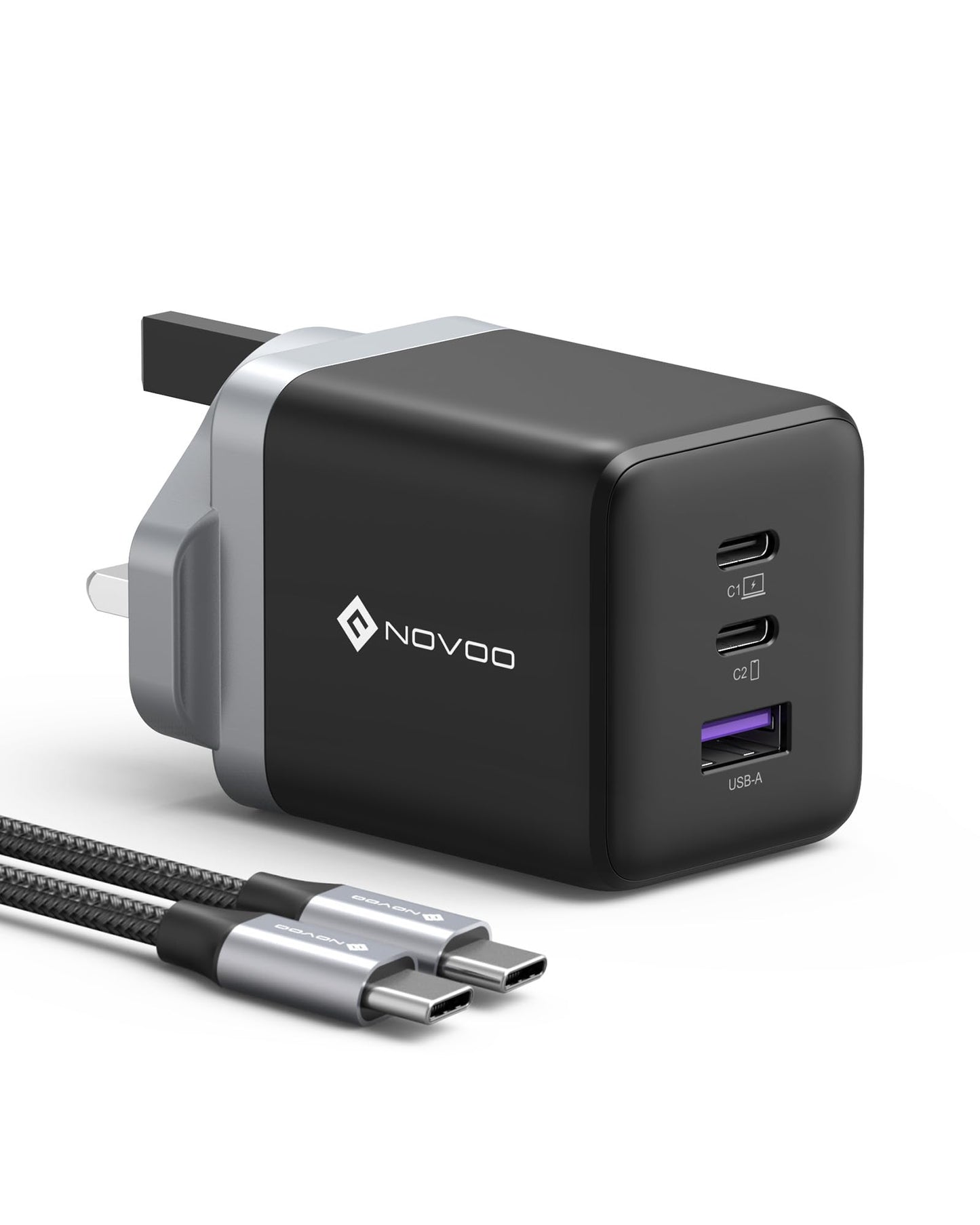 100W USB C Charger - Compact GaN Fast Charger for MacBook Pro/Air, PD & PPS Supported, 3-Port USB C & A with 100W Cable, Compatible with Laptop,