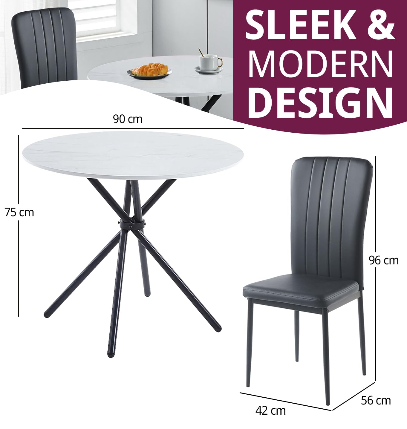 Hallowood Furniture Cullompton Small Dining Table and 2 Chairs. 3-piece Set