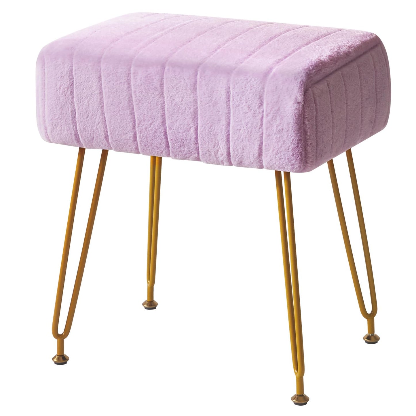 IBUYKE Makeup Vanity Stool, Velvet Rectangular Footrest, Purple L/G-51V