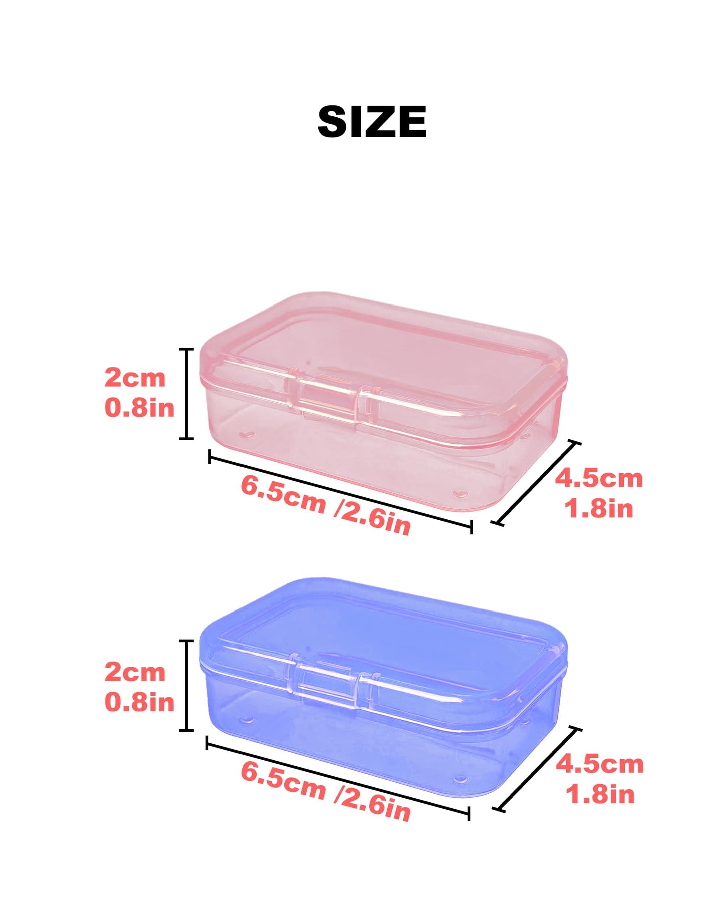 LJY Small Plastic Boxes, 30 Pack, 15 Blue and 15 Pink, 6.5 x 4.5 x 2 cm