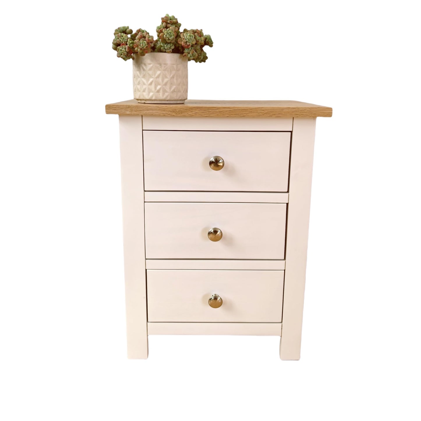 Kemtpase Storage 3 Drawers Nightstands White Oak Wood Bedside Tables For Bedroom Living Room Modern Bed Side Cabinet Furniture 16.54x12.6x22.05 Inches