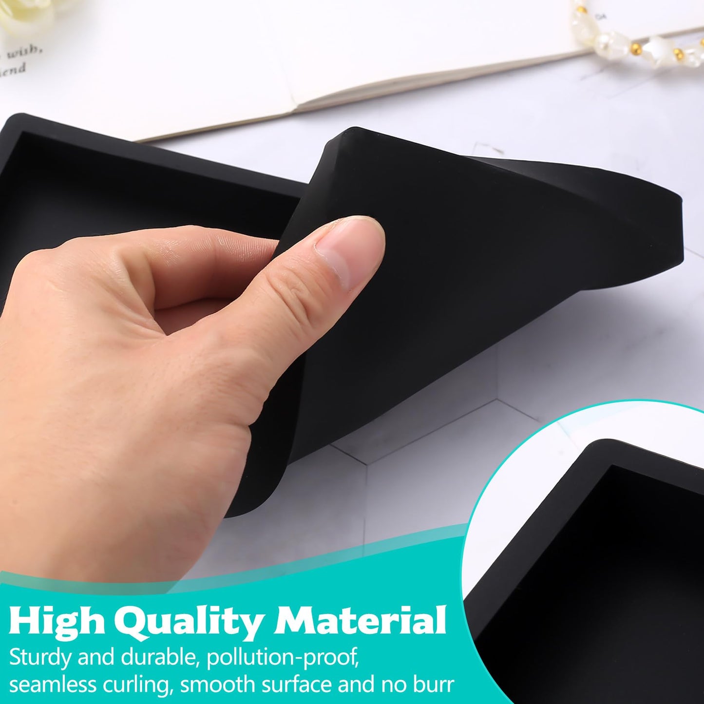 2 Pcs Bathroom Tray Organiser, Silicone Vanity Tray White Trays Rectangular, Decorative Trays for Cosmetic Candles Towel Soap Jewelry Kitchen Sink