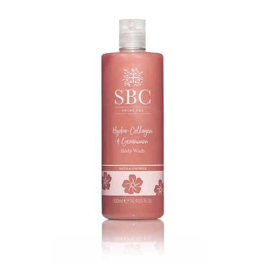 SBC Skincare Hydra-Collagen & Geranium Body Wash 500ml - Indulgent Collagen Bubble Bath or Shower Gel