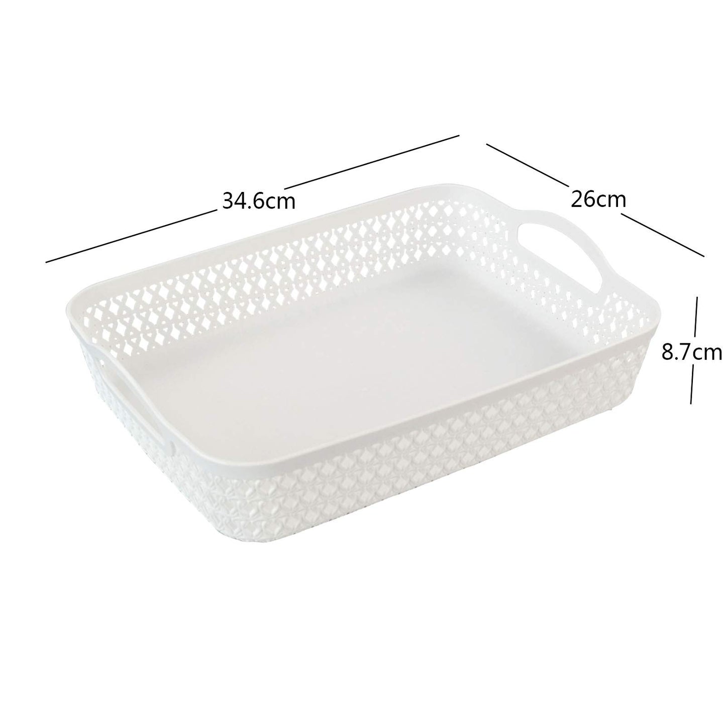 Fosly A4 Paper Storage Tray, Plastic Office Shallow Basket Set of 6, White