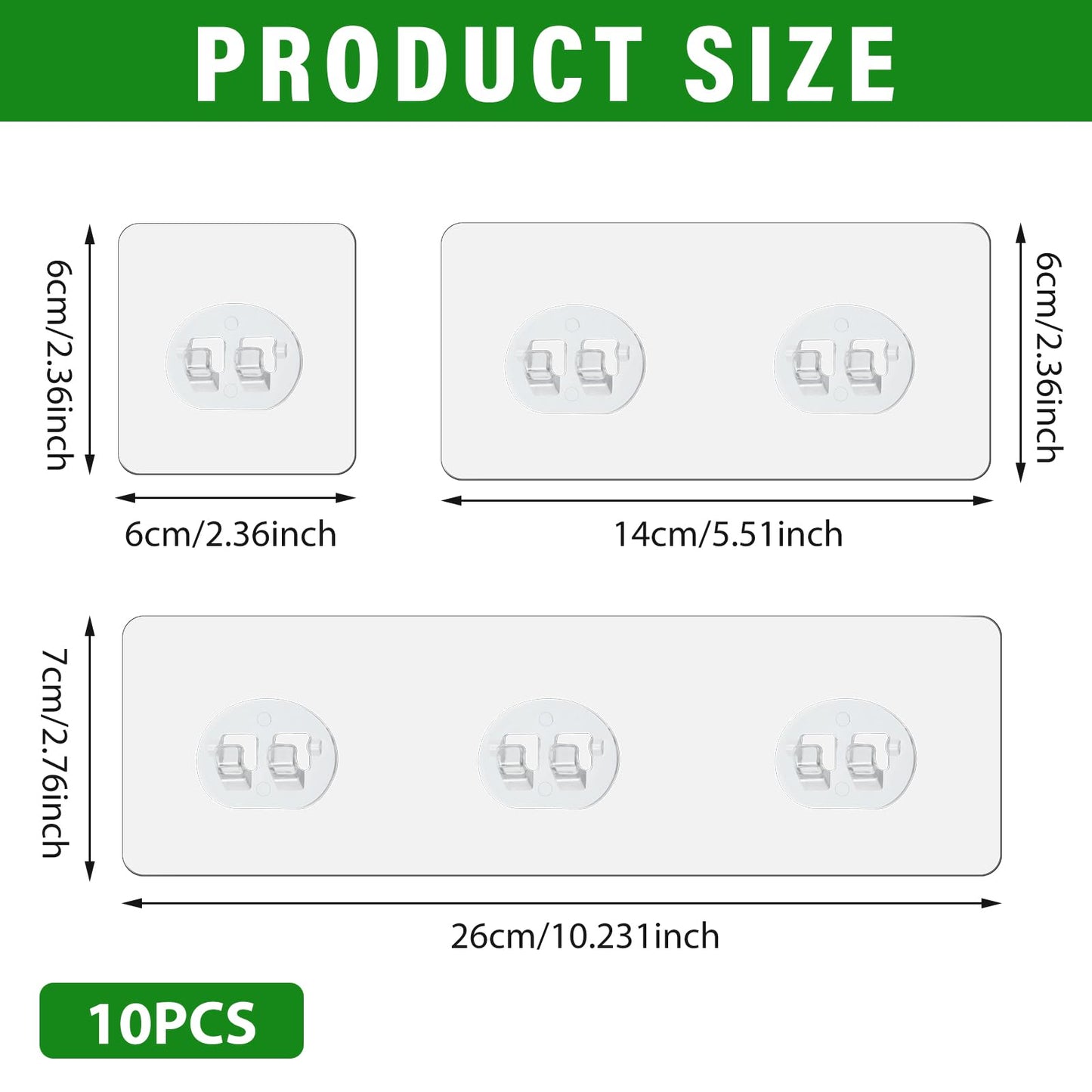 WLLHYF 10 Pack Shower Caddy Adhesive Hooks Replacement Strong Stickers Shower Hooks Wall Hooks Waterproof for Bathroom Shower Shelf Basket Soap Dish