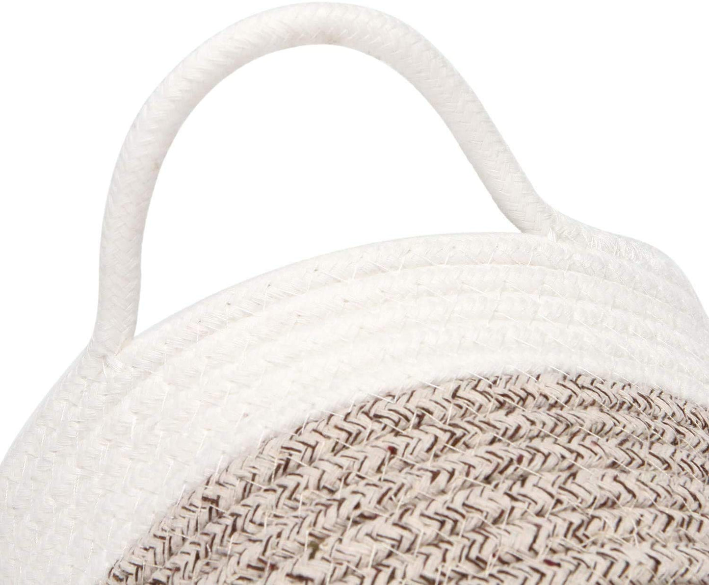 Sea Team Pack of 2 Hanging Baskets Cotton Rope Small Woven Storage Basket 6.7 Inch, Hanging Bag for Bike, Planter Fabric, Pot, Wall