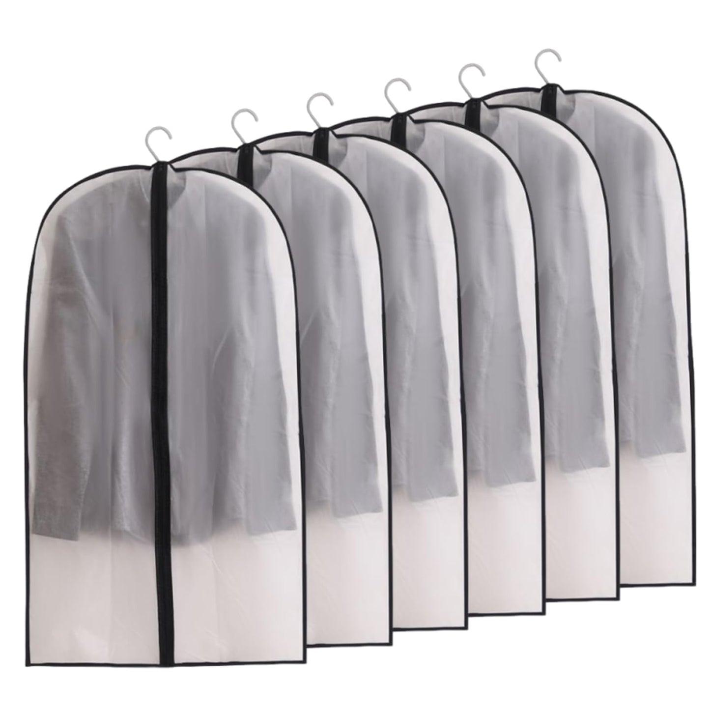 6 Pack Translucent Waterproof Garment Bags, Dust‑Moth Proof 60×100cm