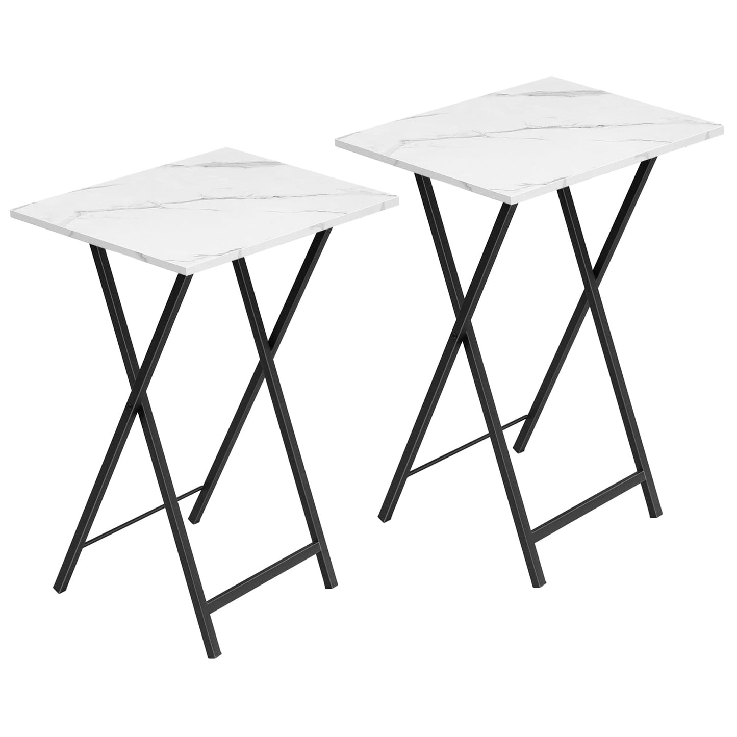 HOOBRO Folding Tables 2 Set, TV Tables for Eating Foldable, TV Tray Table, Small Sofa Laptop Dinner Table for Small Space, Metal Frame