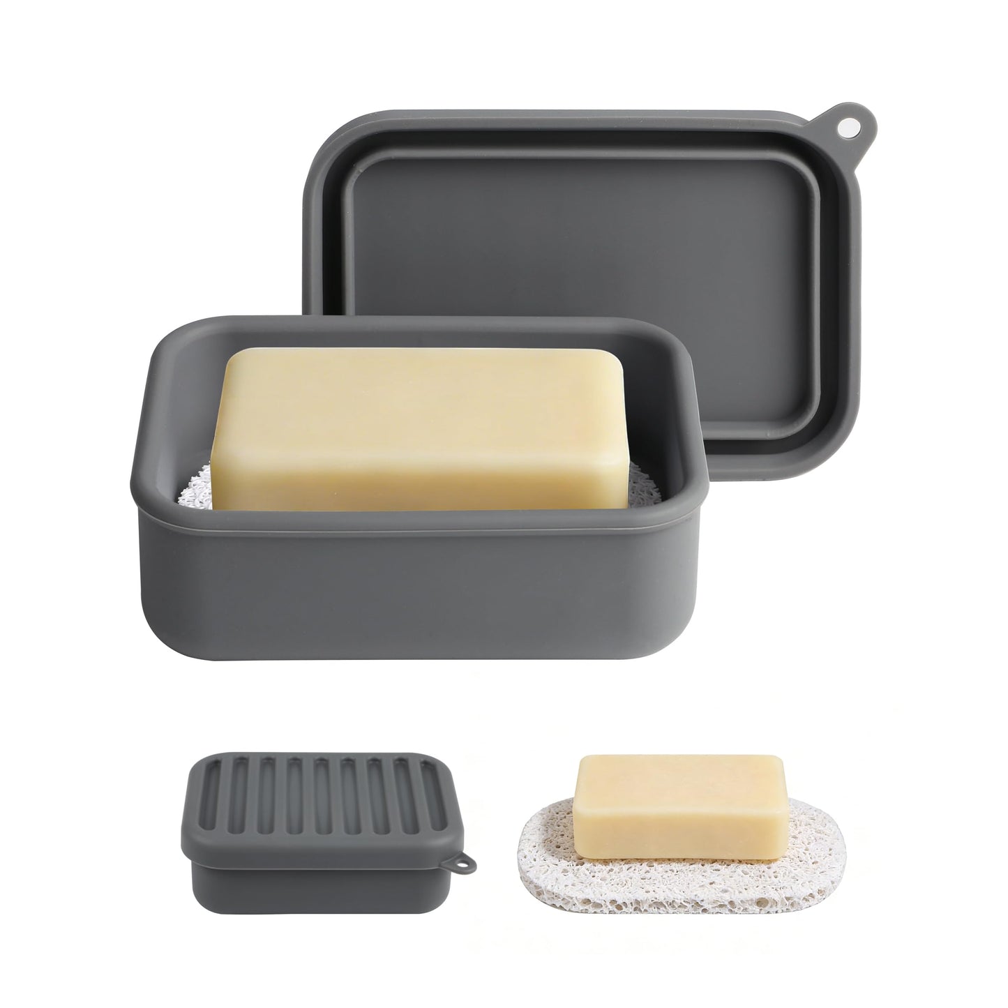 Portable Travel Soap Case, Soap Dish with Lid and Draining Layer