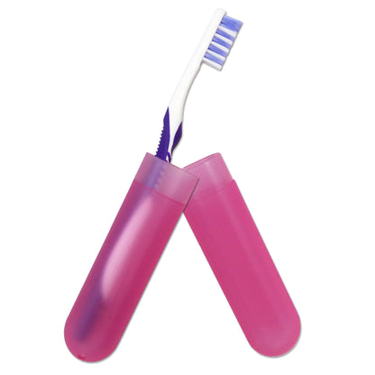 Dental Aesthetics Toothbrush Case Travel Cover ~ Plastic Holder, Store Clean Brushes on Holidays Pink