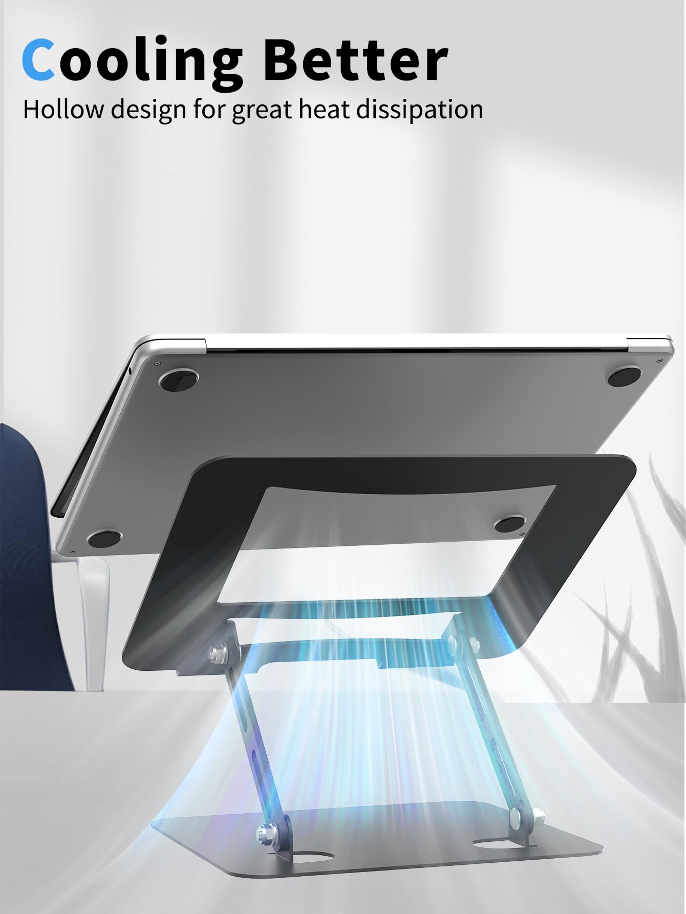 SOUNDANCE Laptop Stand, Heavy Metal Base, Adjustable, 10-15.6", Black